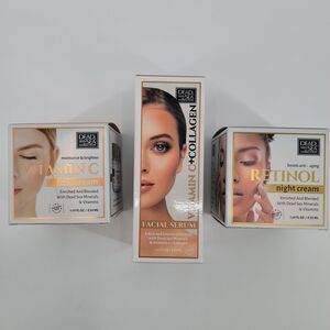 Dead Sea Vitamin C Day & Retinol Night Creams + Vitamin C & Collagen Face Serum
